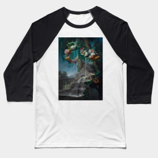 An Outdoor Scene With A Spring Flowing Into A Pool by Miguel Parra Abril Baseball T-Shirt